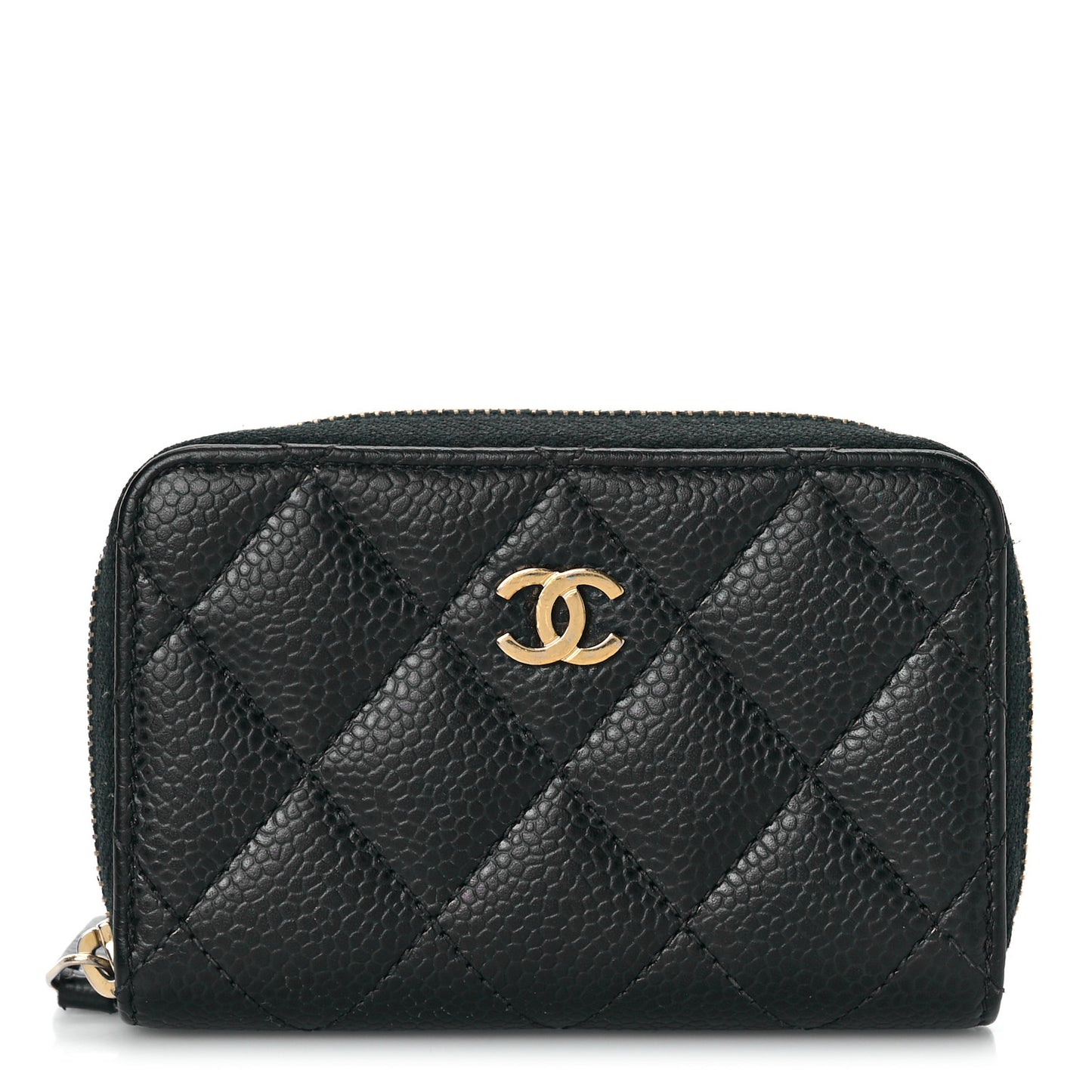 Caviar Quilted Zip Coin Purse Black