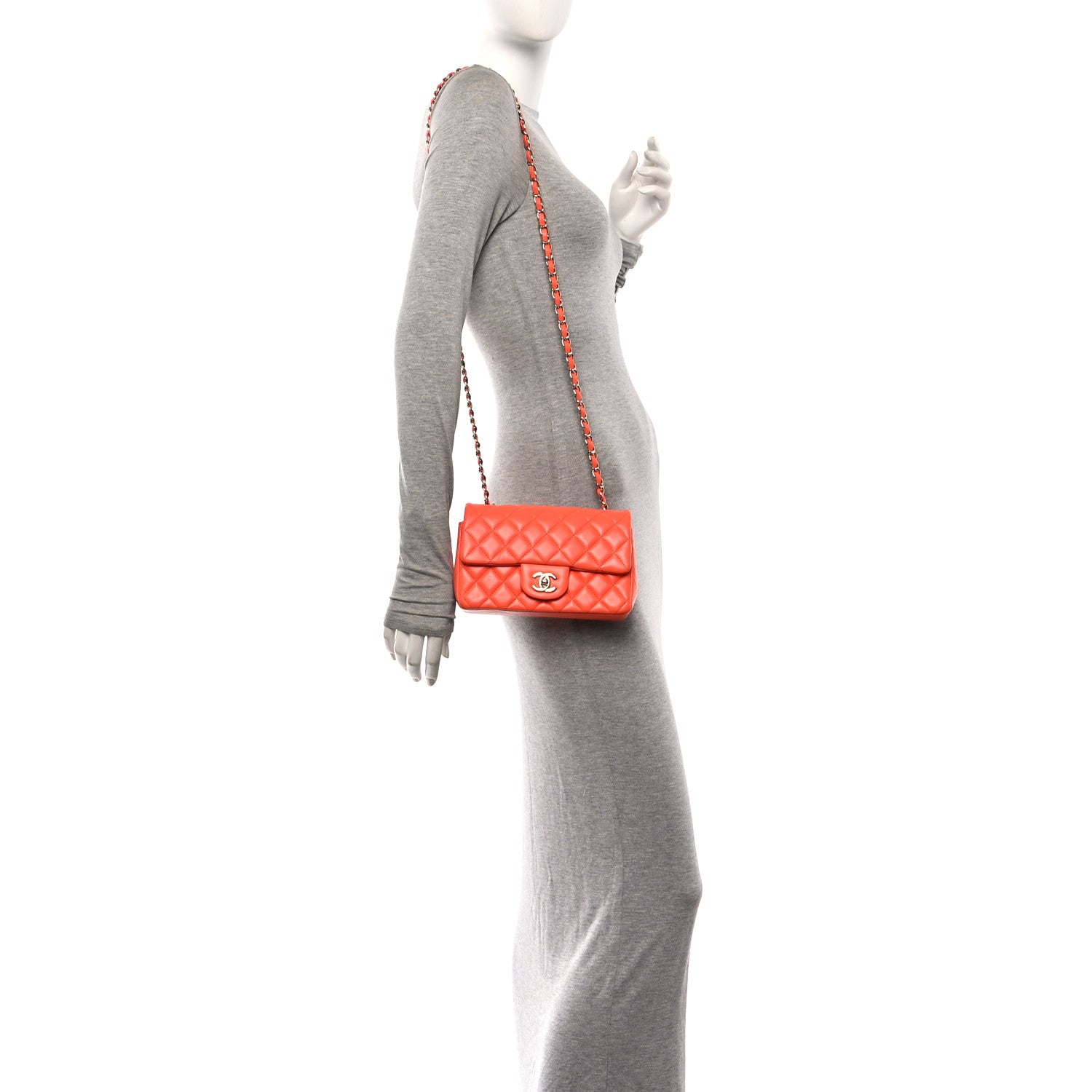 Chanel Lambskin Quilted Mini Rectangular Flap Orange 2 of 10