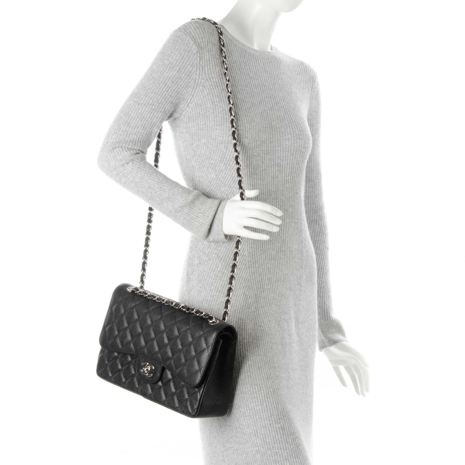 Chanel Caviar Quilted Jumbo Double Flap Black 2 of 7