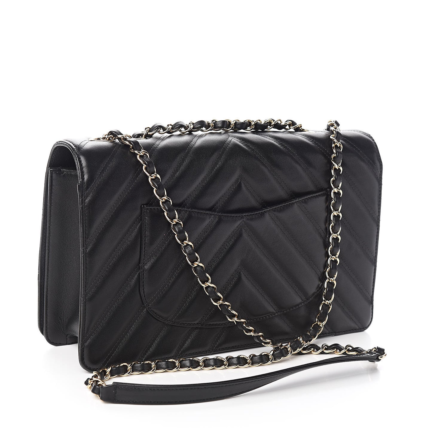 Lambskin Chevron Quilted Flap Black