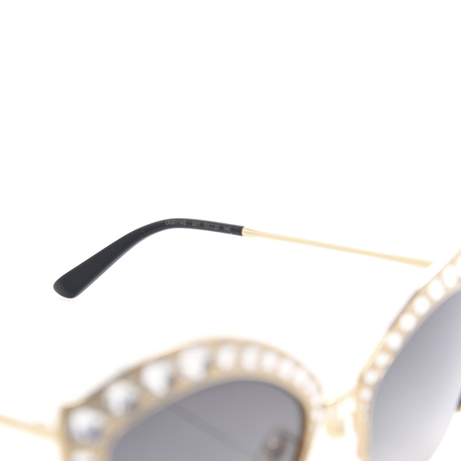 Gucci Metal Crystal Cat Eye Sunglasses GG00114S Gold 5 of 8
