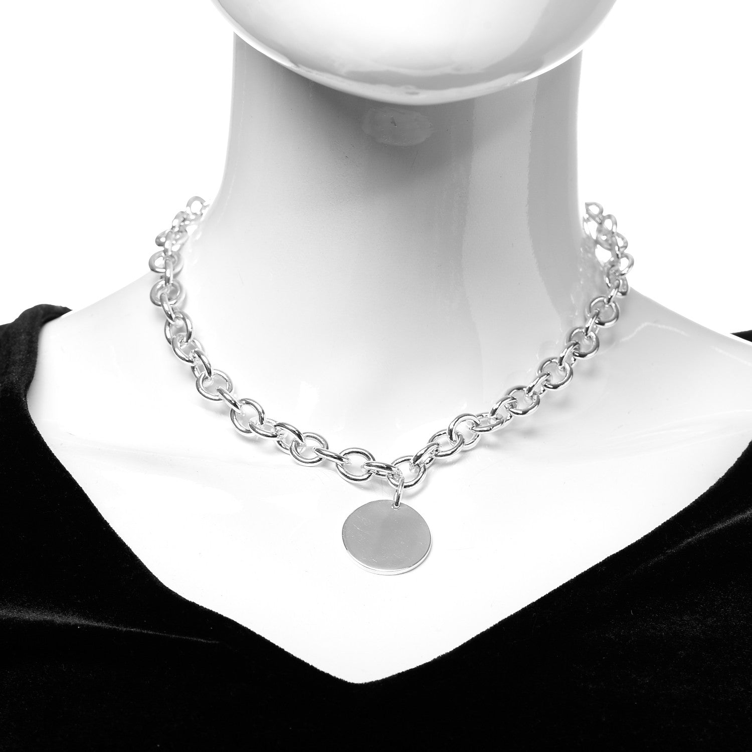 Tiffany Sterling Silver Round Tag Necklace 2 of 4