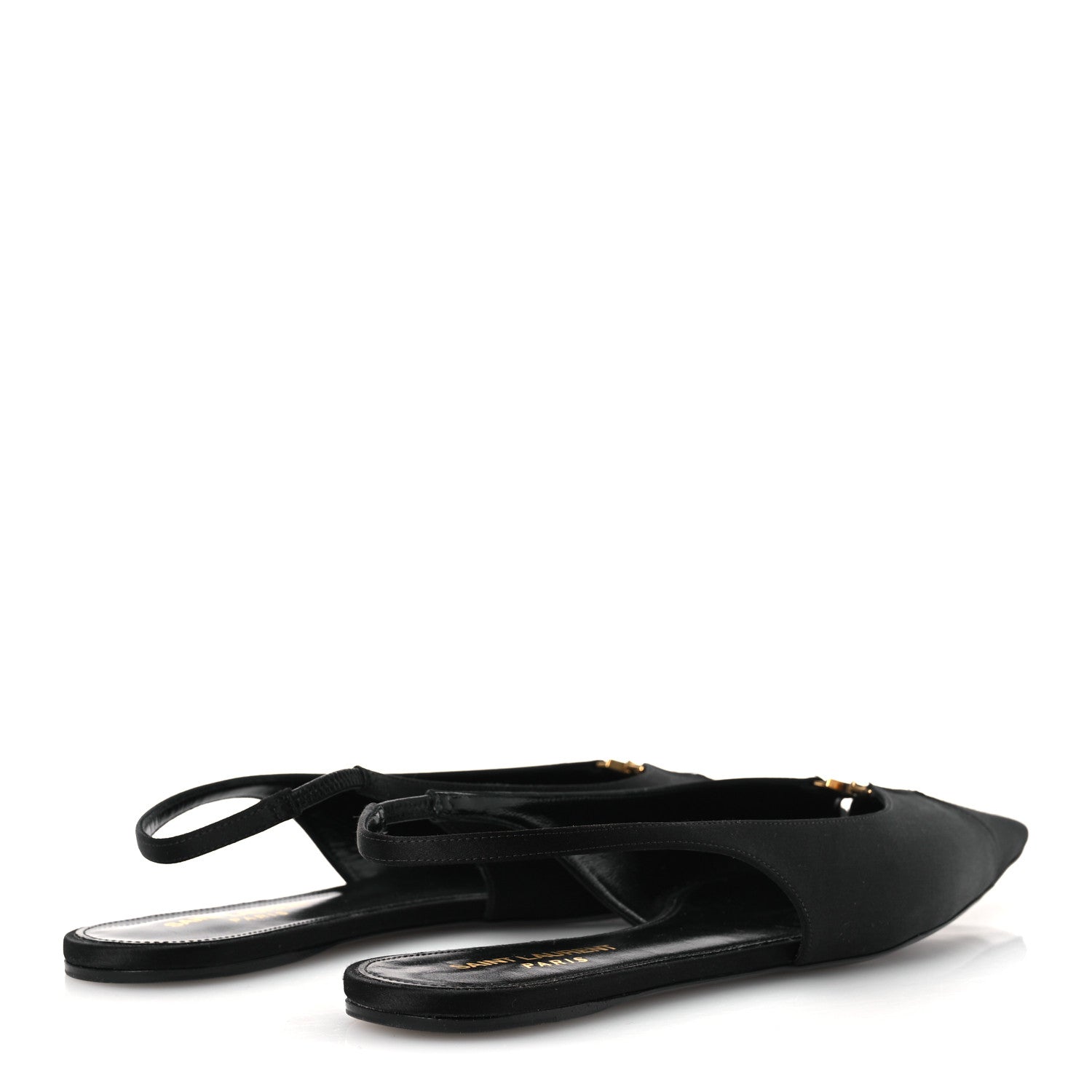 Saint Laurent Satin Crepe Babylone Slingback Flats 39 Black 5 of 12