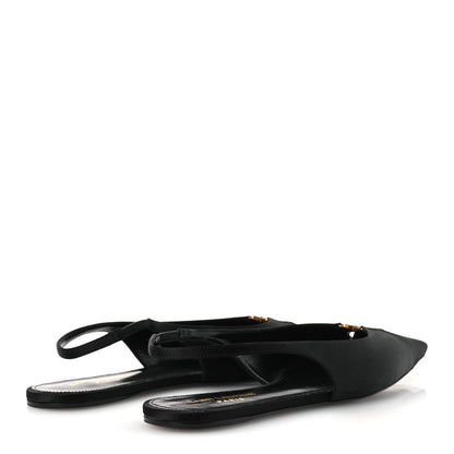 Saint Laurent Satin Crepe Babylone Slingback Flats 39 Black 5 of 12