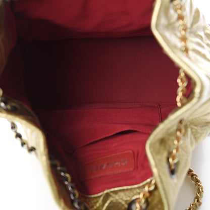 Chanel Metallic Lambskin Small Quilted Gabrielle Backpack Gold 4 of 9