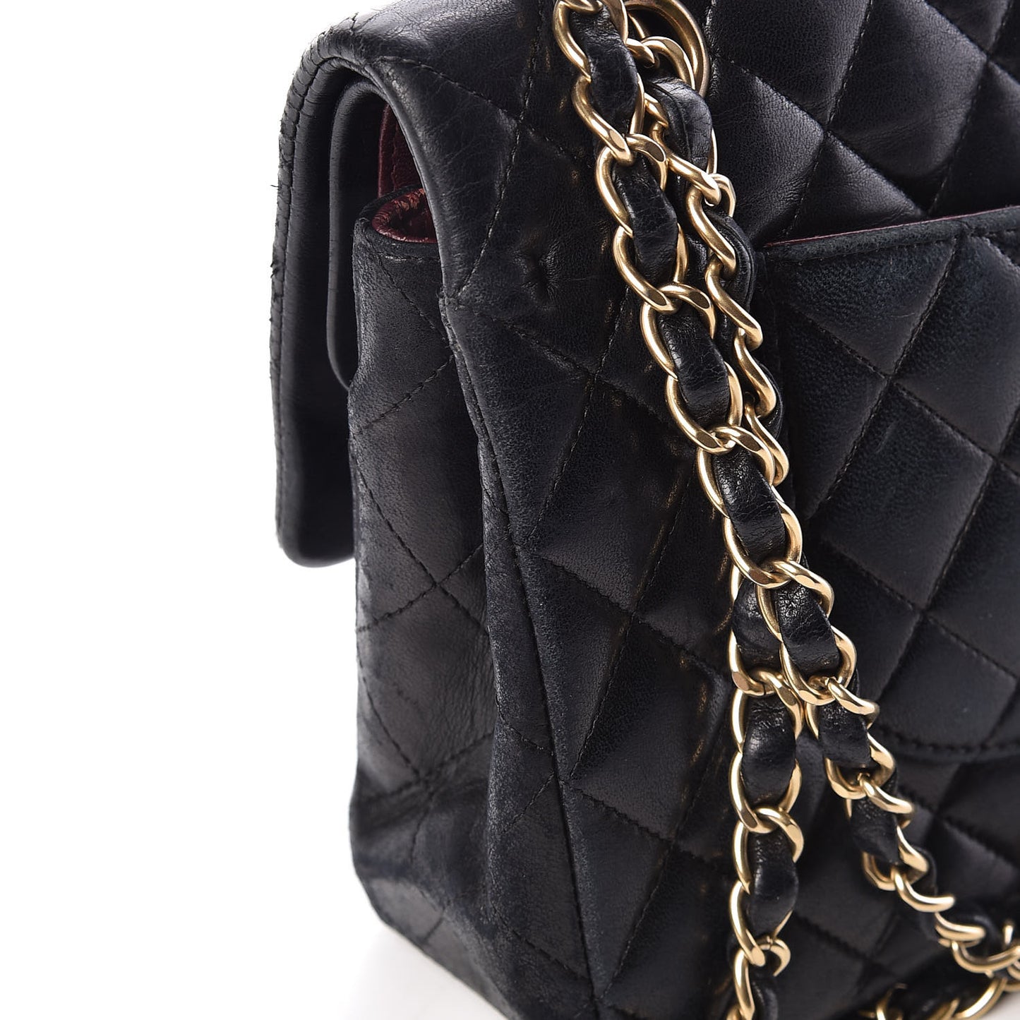 Lambskin Quilted Medium Double Flap Black