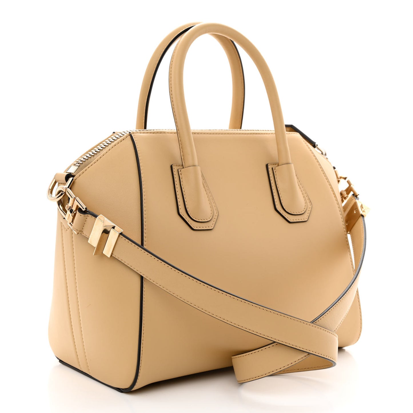 Calfskin Embroidered Logo Small Antigona Beige Camel