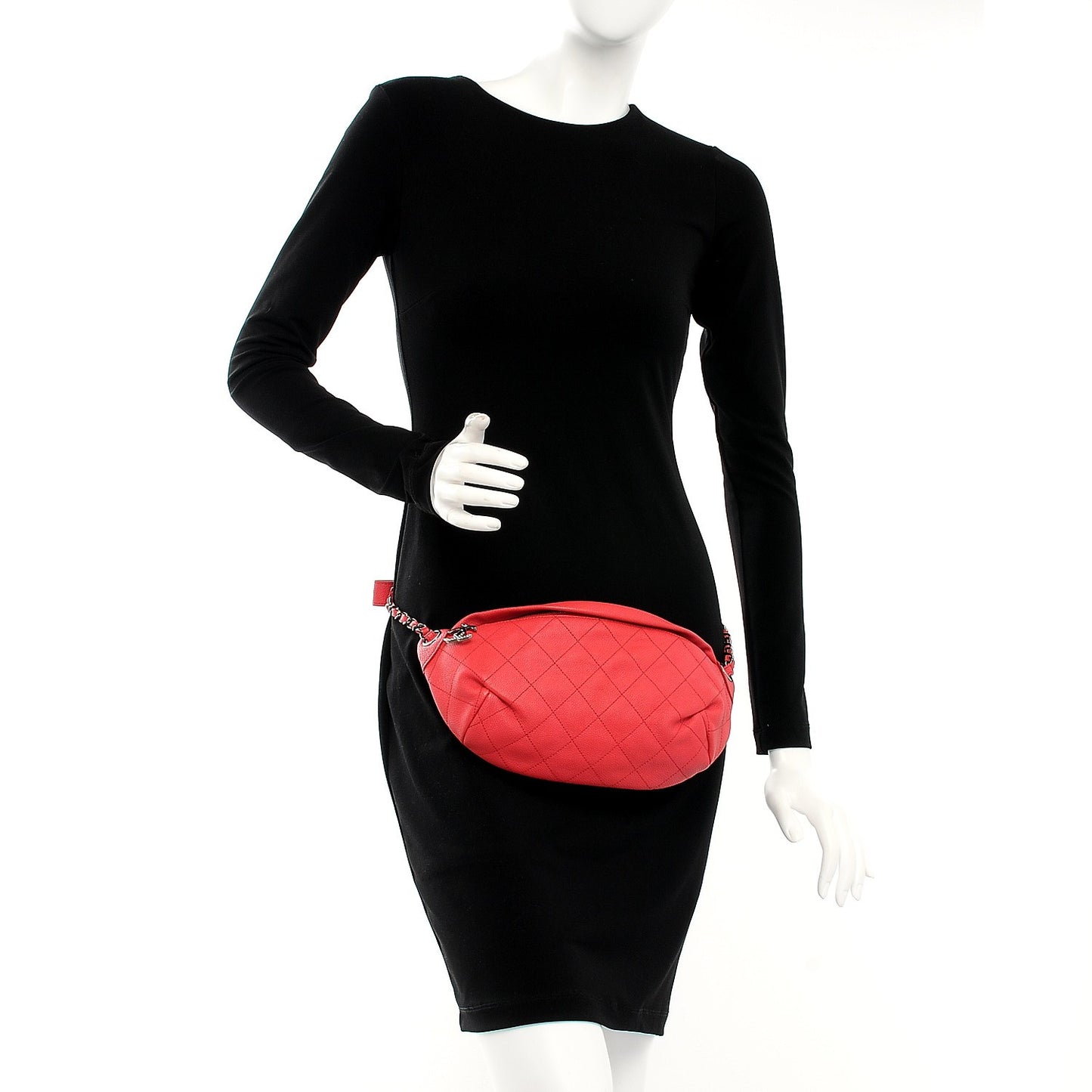 Caviar Quilted Zip and Carry Waist Bag Fanny Pack Pink