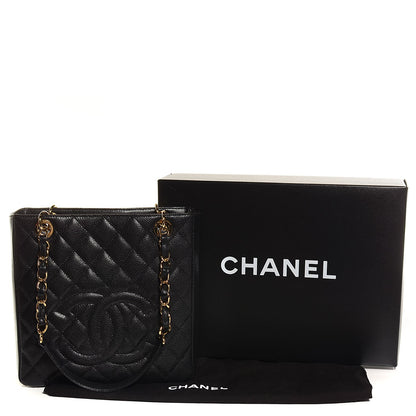 Chanel Caviar Quilted Petit Shopping Tote PST Black 4 of 8