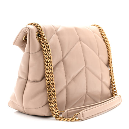 Saint Laurent Lambskin Quilted Small Loulou Puffer Monogram Chain Satchel Dark Beige 3 of 10