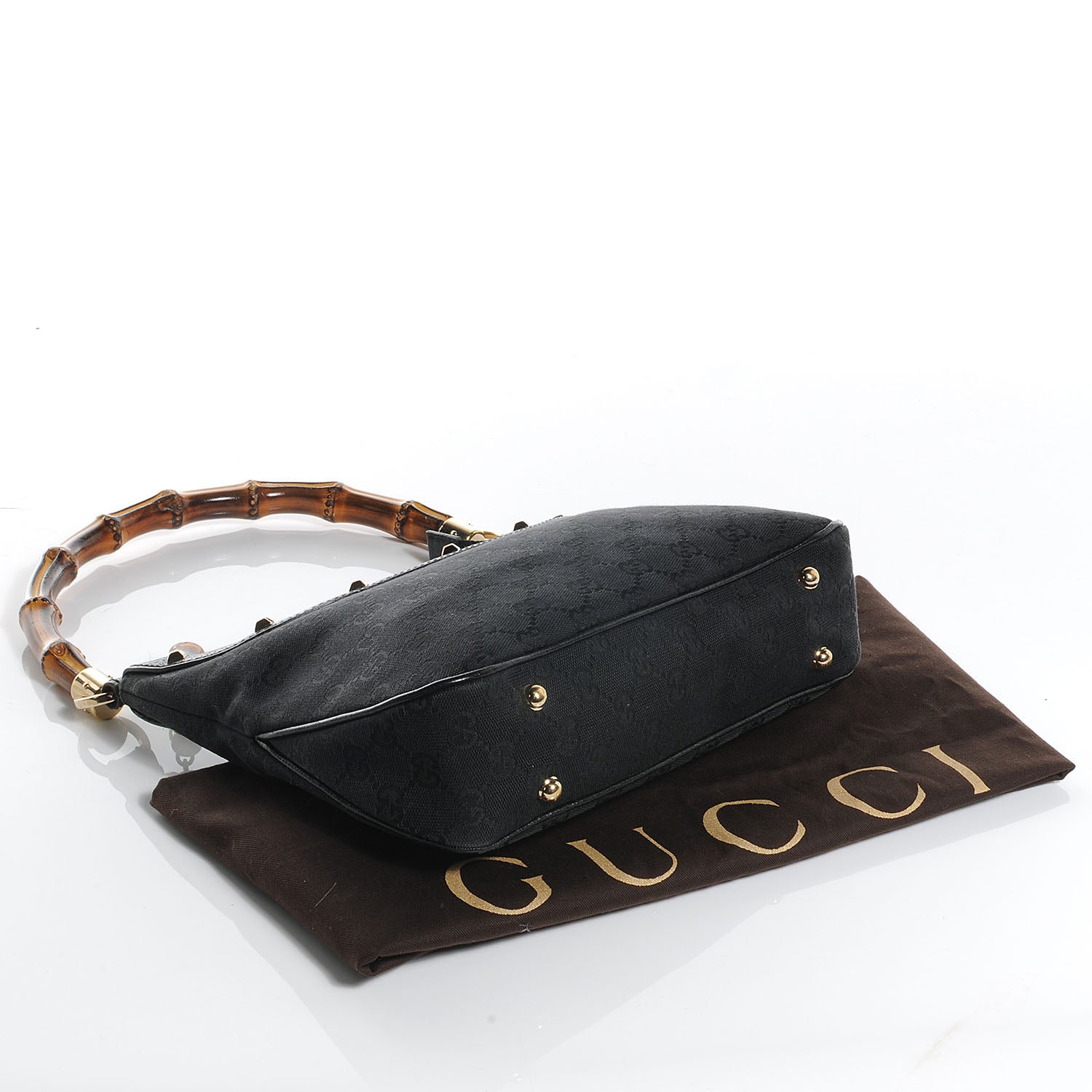 Gucci Monogram Anita Bamboo Top Handle Bag Black 4 of 7