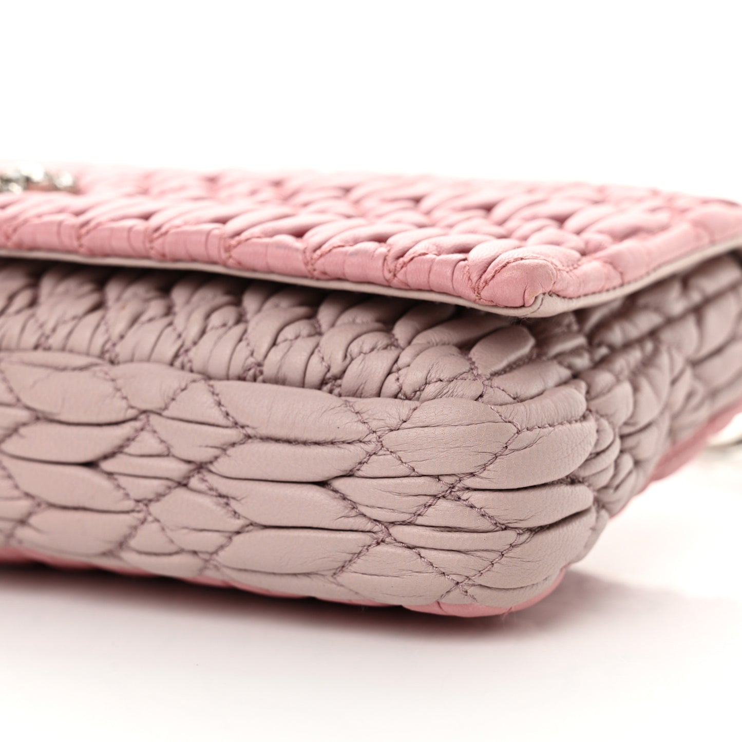 Nappa Matelasse Bi-Color Crystal Flap Clutch Rosa Mughetto