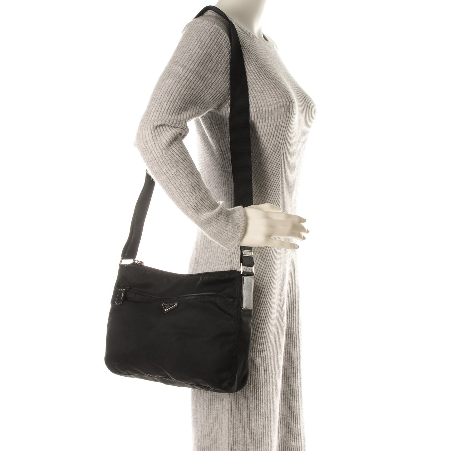 Nylon Vela Flat Messenger Bag Black