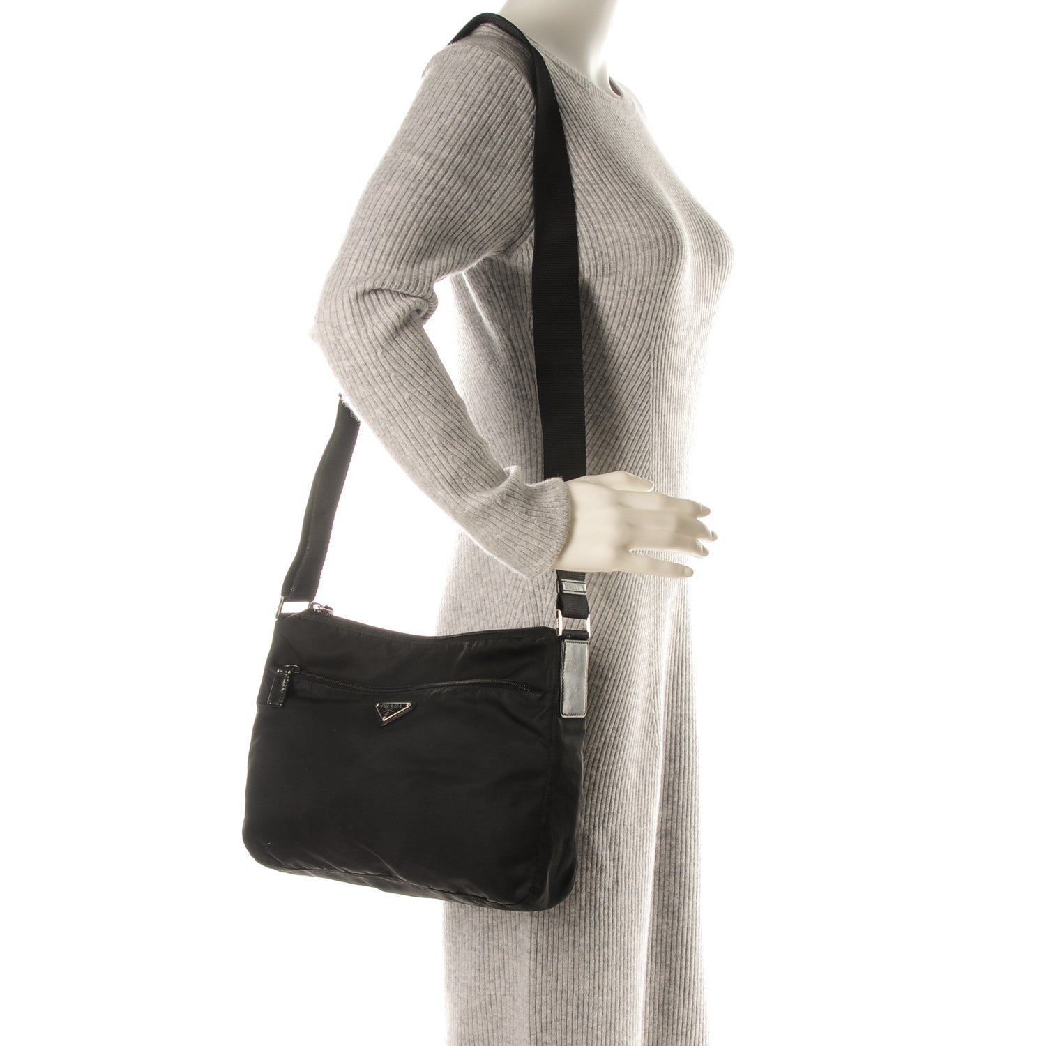 Prada Nylon Vela Flat Messenger Bag Black 2 of 7