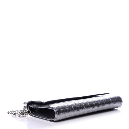 Christian Dior Metallic Patent Micro-Cannage Lady Dior Croisiere Chain Wallet Silver 3 of 8