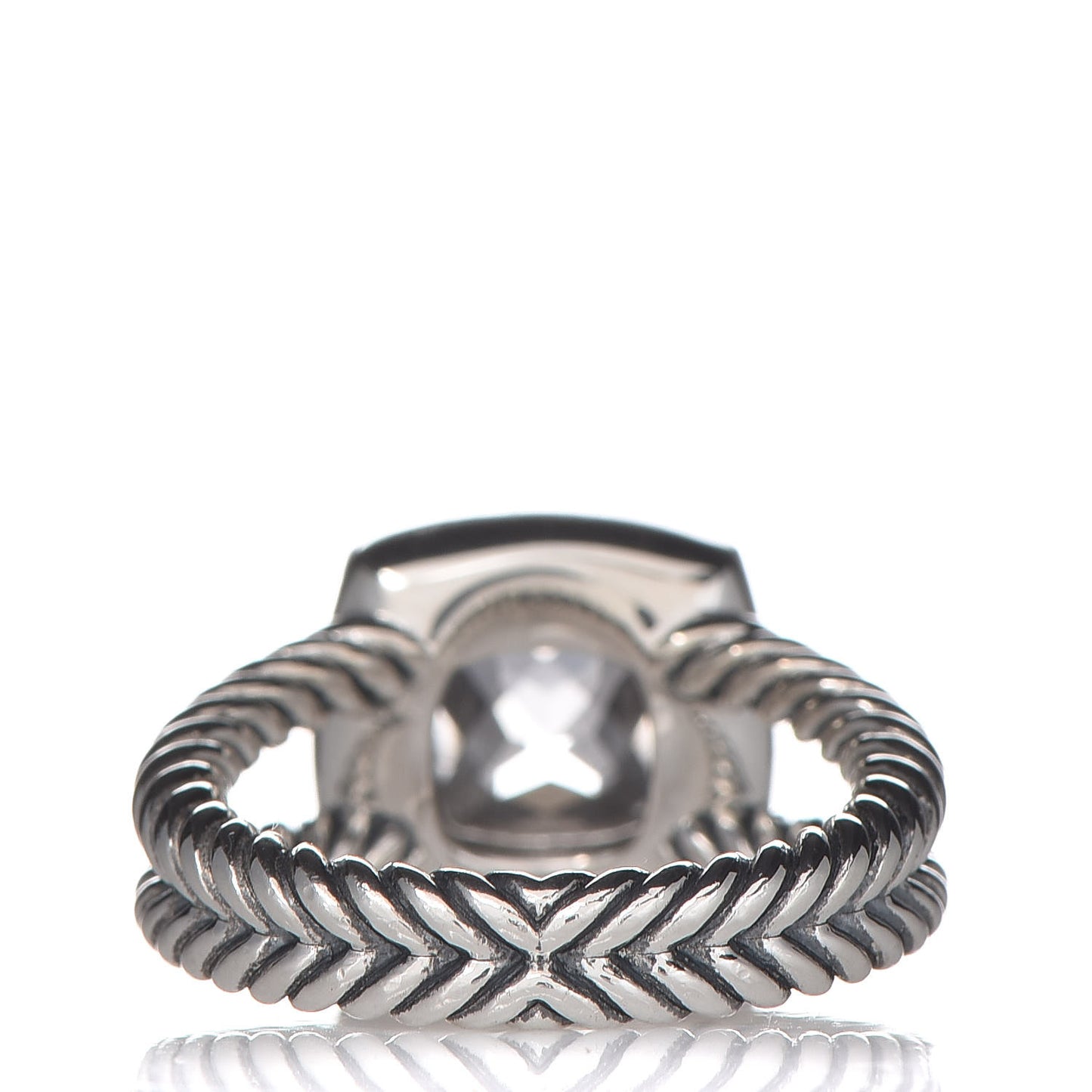 Sterling Silver Diamond White Topaz 7mm Petite Albion Ring 48 4.5
