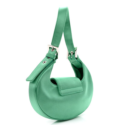 Fendi Silk Satin Mini Cookie Hobo Bag Spring Turquoise 3 of 10