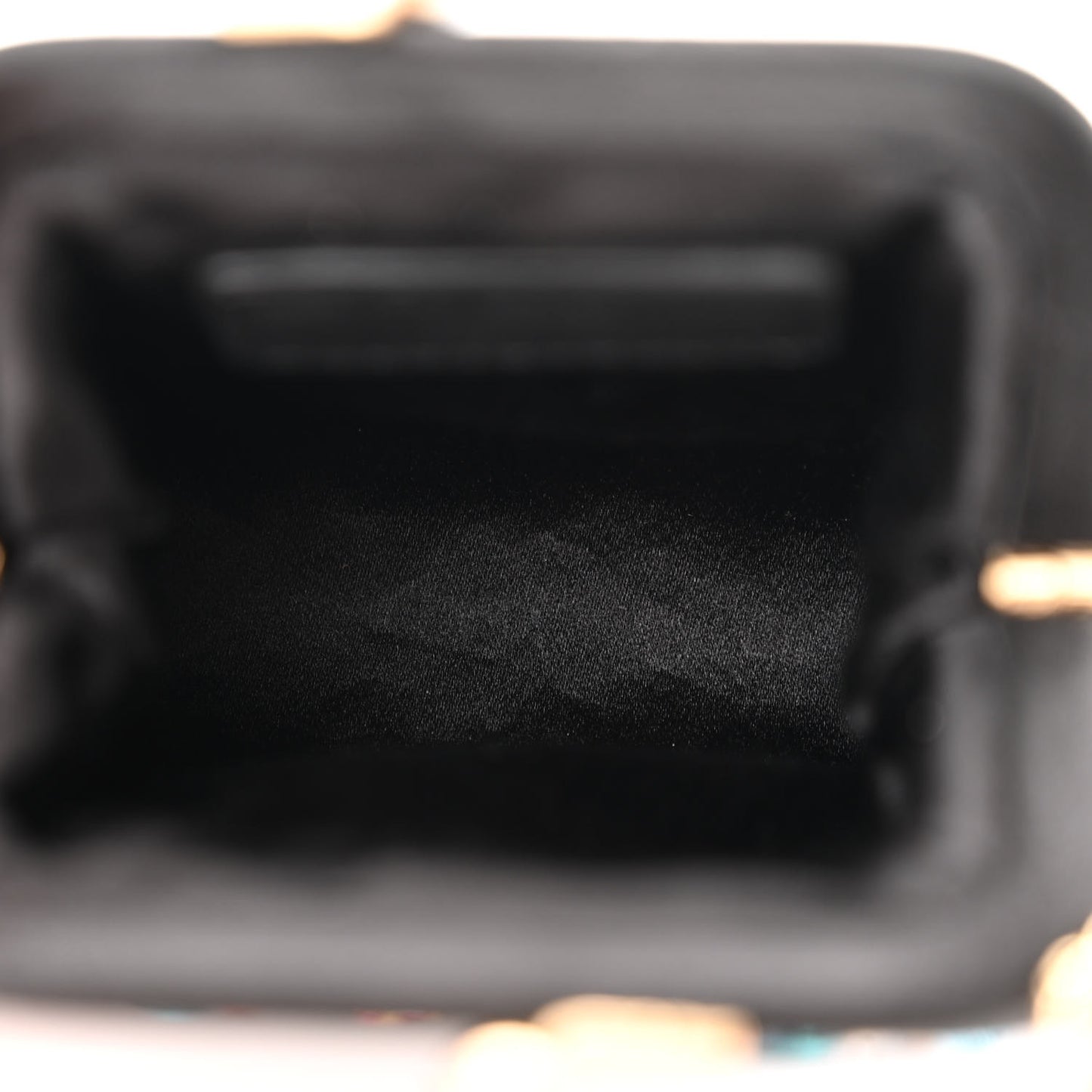 Satin Crystal Embellished Chain Clutch Black