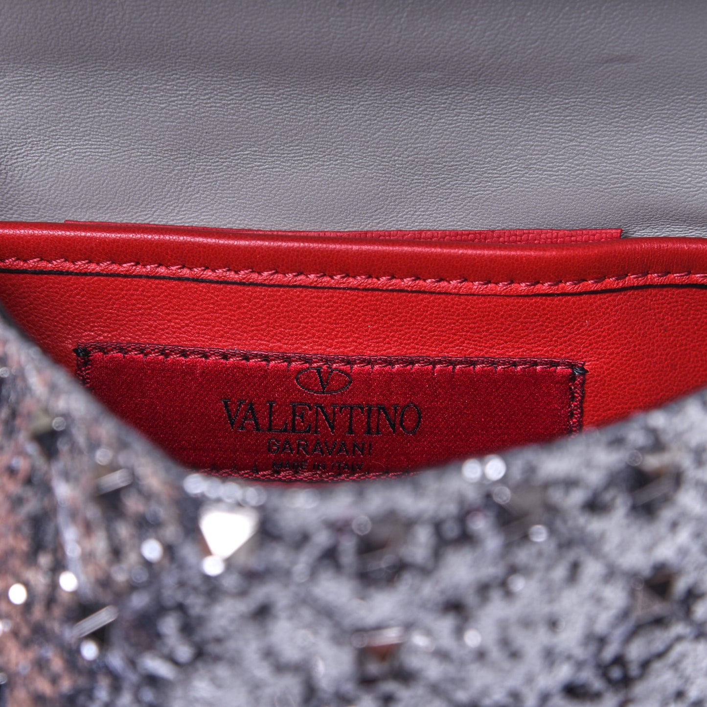 Glitter Mini Rockstud Spike Shoulder Bag Silver