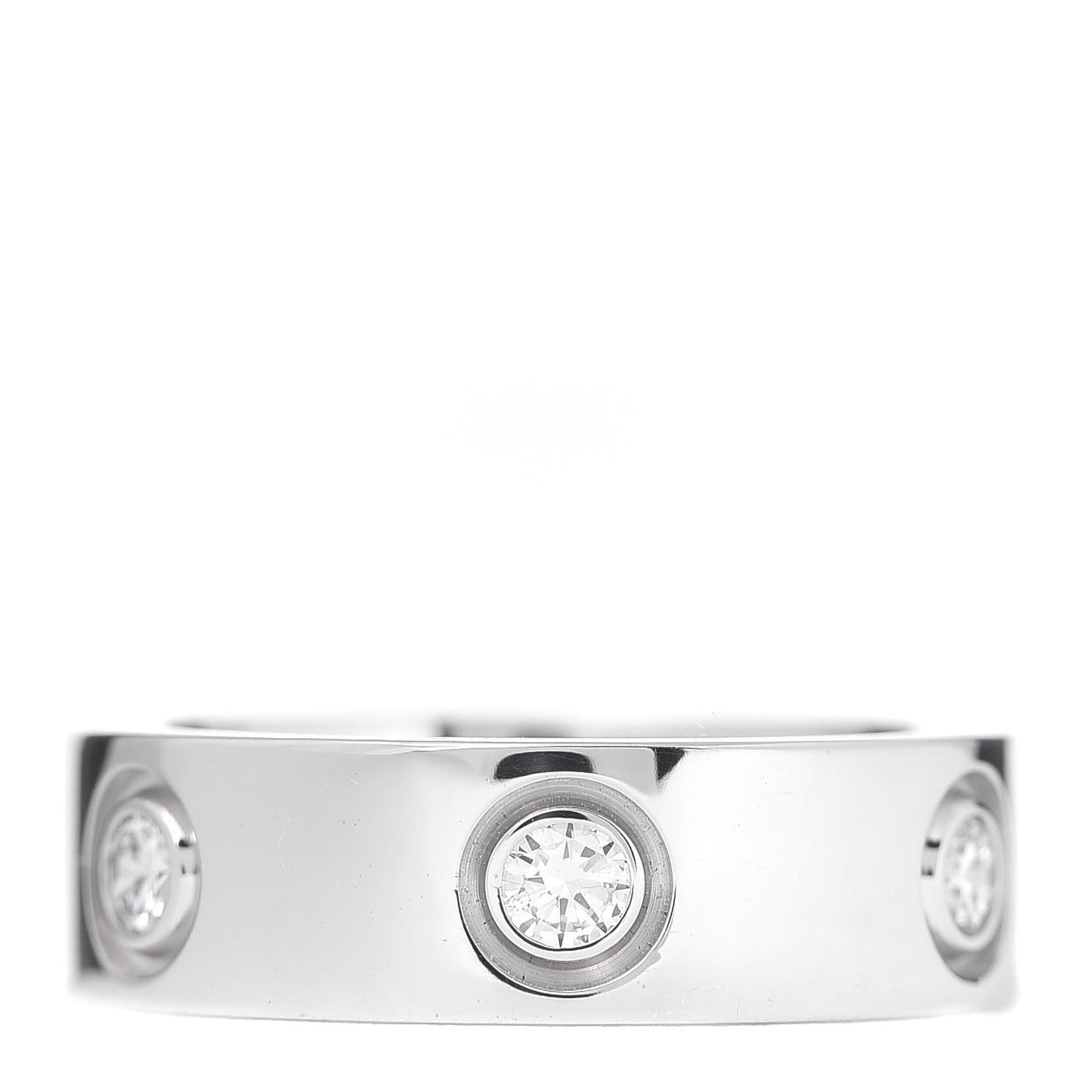 18K White Gold 6 Diamond 5.5mm LOVE Ring 48 4.5