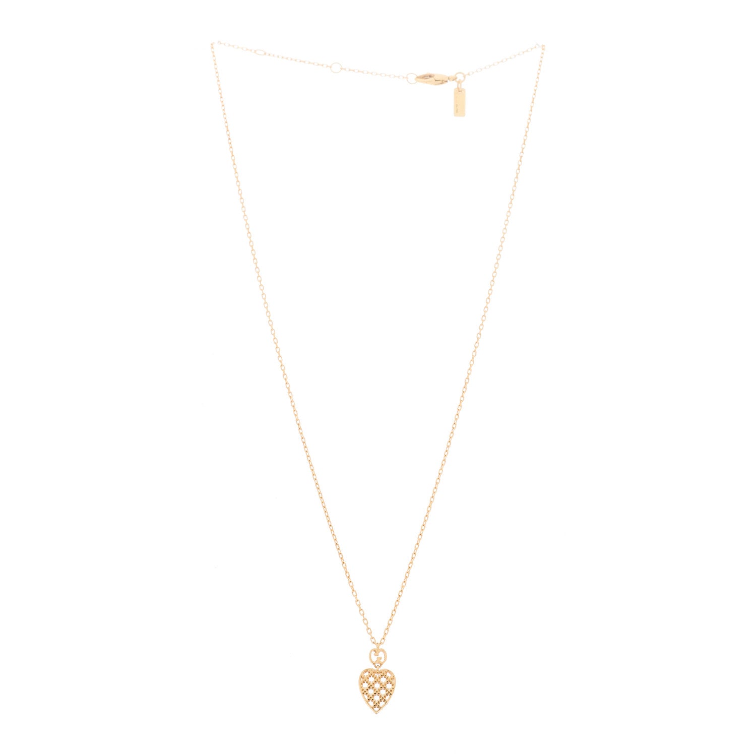 Gucci 18K Yellow Gold Diamantissima Heart Pendant Necklace 3 of 5