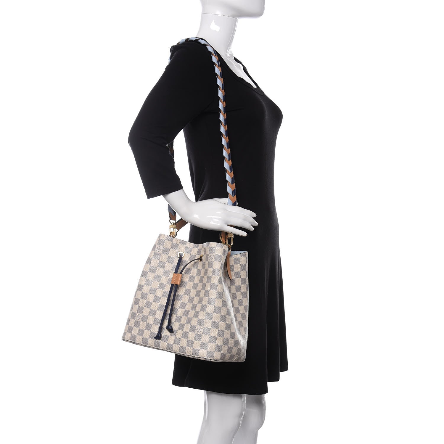 Louis Vuitton Damier Azur Braided Neonoe MM Blue 2 of 10