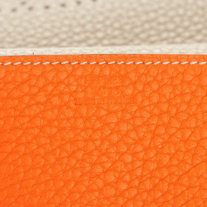 Hermes Taurillon Clemence Mises et Relances Playing Cards Holder Orange Gris Tourterelle 5 of 5