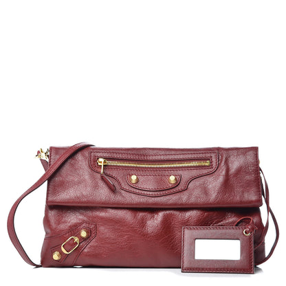 Balenciaga Agneau Giant 12 Gold Hardware Envelope Strap Clutch Rouge Cerise 1 of 12