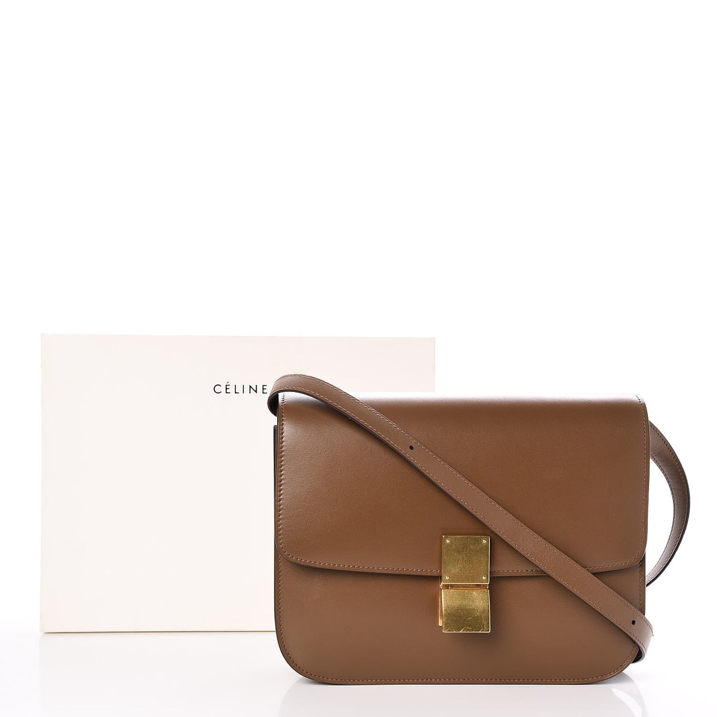 Box Calfskin Medium Classic Box Flap Bag Camel