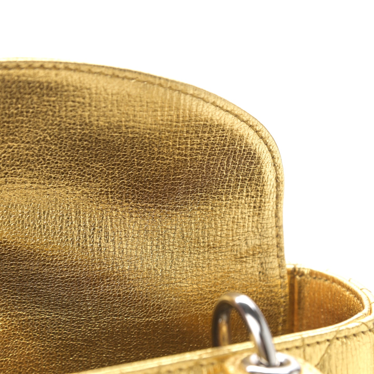 Metallic Grained Calfskin Cannage Small Lucky Badges My Lady Dior Gold