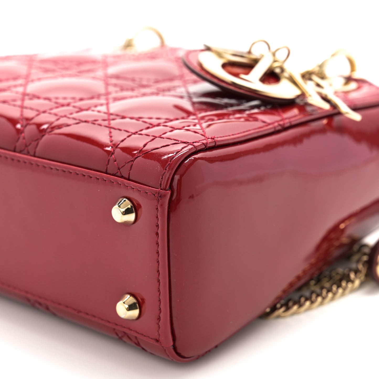 Patent Cannage Mini Lady Dior Red