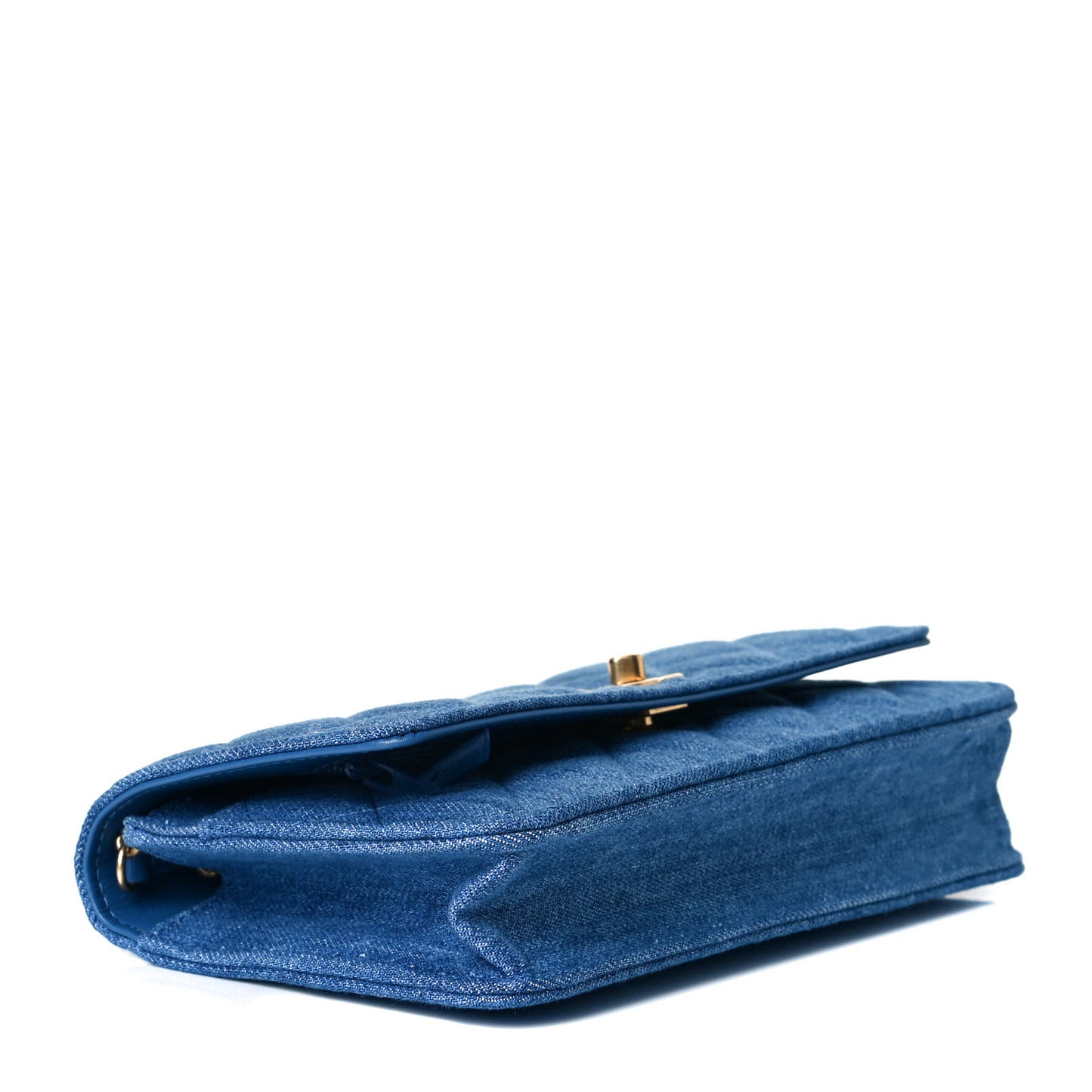 Denim Quilted CC Pearl Crush Wallet On Chain WOC Blue