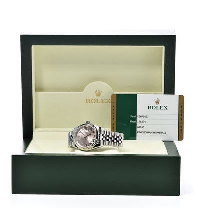 Rolex Stainless Steel 18K White Gold 31mm Oyster Perpetual Datejust Watch Pink Roman 178274 8 of 8