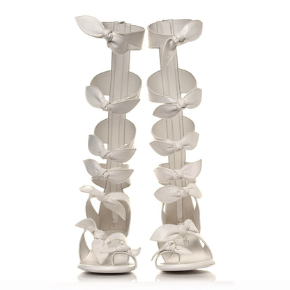 Chanel Lambskin Bow CC Mid Calf Sandals 39.5 White 2 of 7