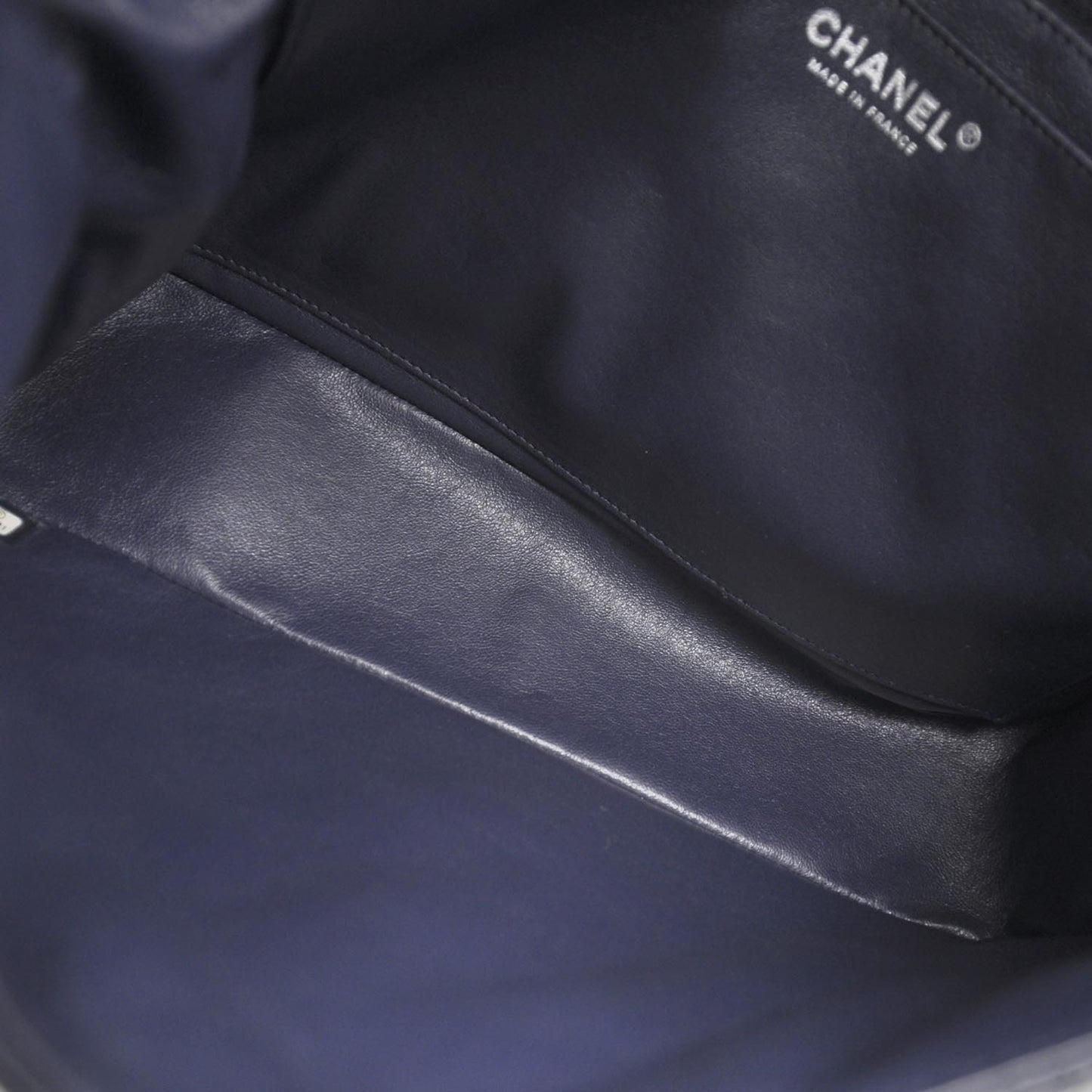 Caviar Jumbo Single Flap Navy Blue
