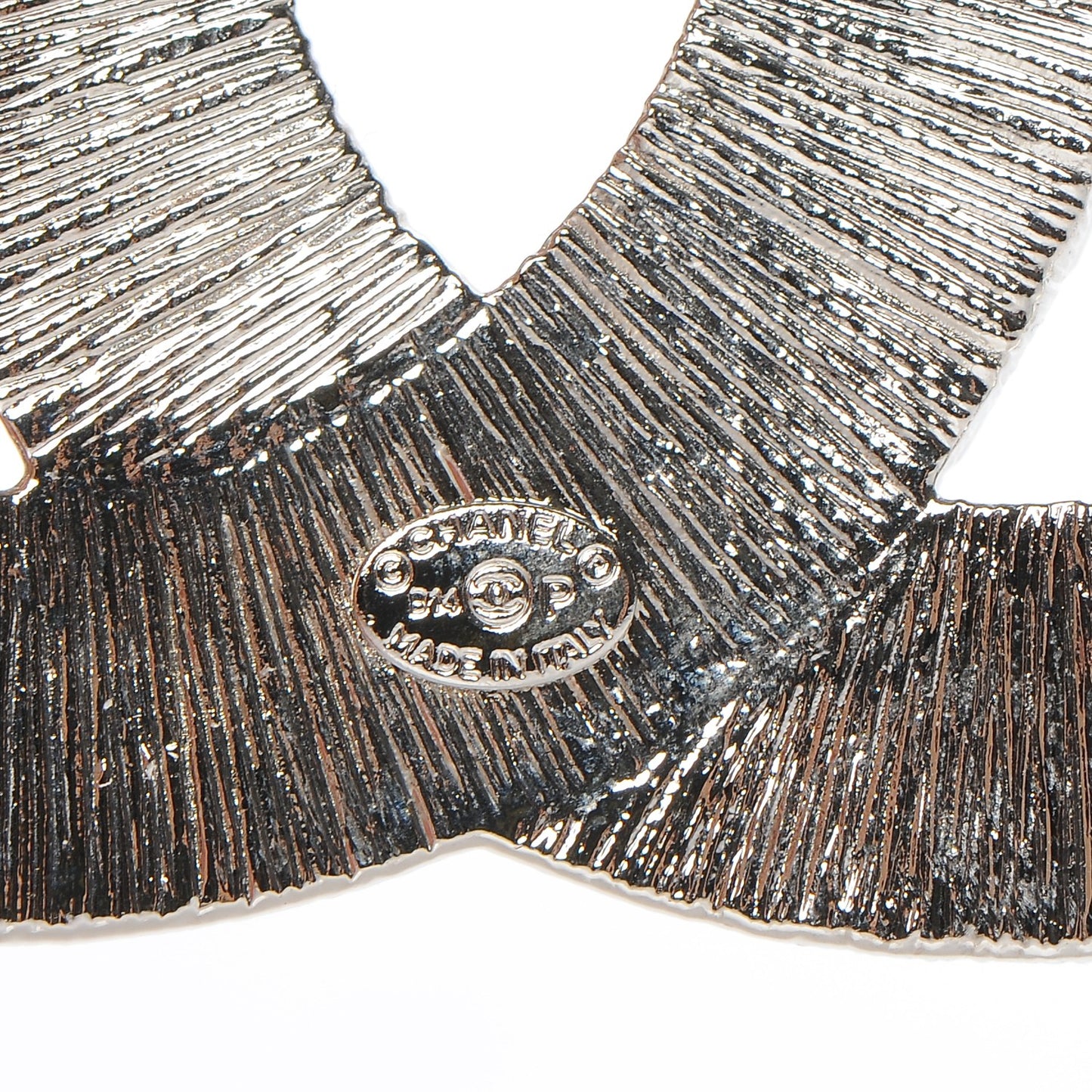 Baguette Crystal CC Brooch Silver
