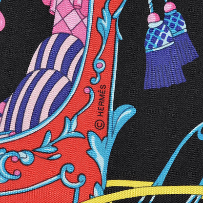 Hermes Silk Coupe De Gala Pocket Square Noir Orange Multicolor 4 of 6