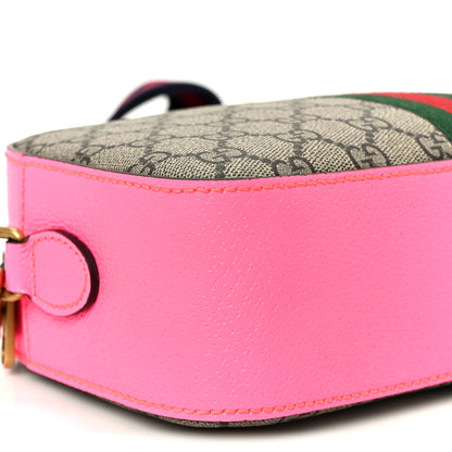 Gucci GG Supreme Monogram Textured Dollar Calfskin Web Ophidia Small Crossbody Bag Beige Ebony Fuchsia 8 of 9