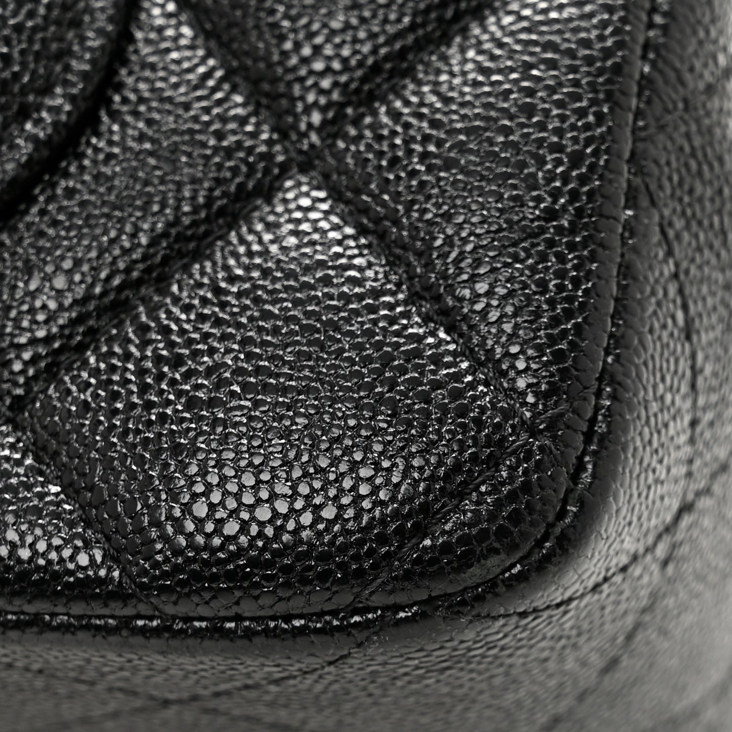 Caviar Quilted Mini Top Handle Rectangular Flap Black