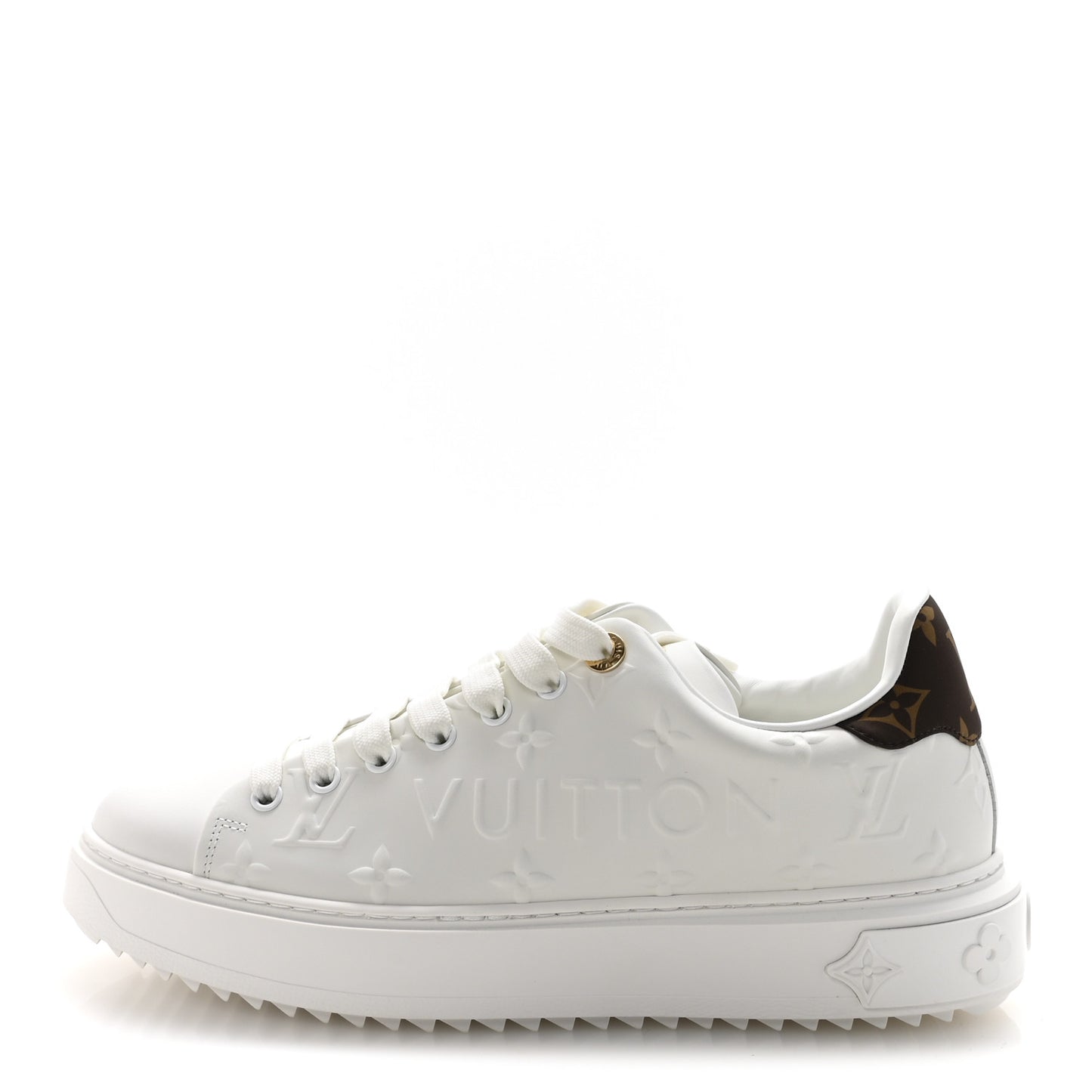 Lambskin Embossed Monogram Time Out Sneakers 39.5 White