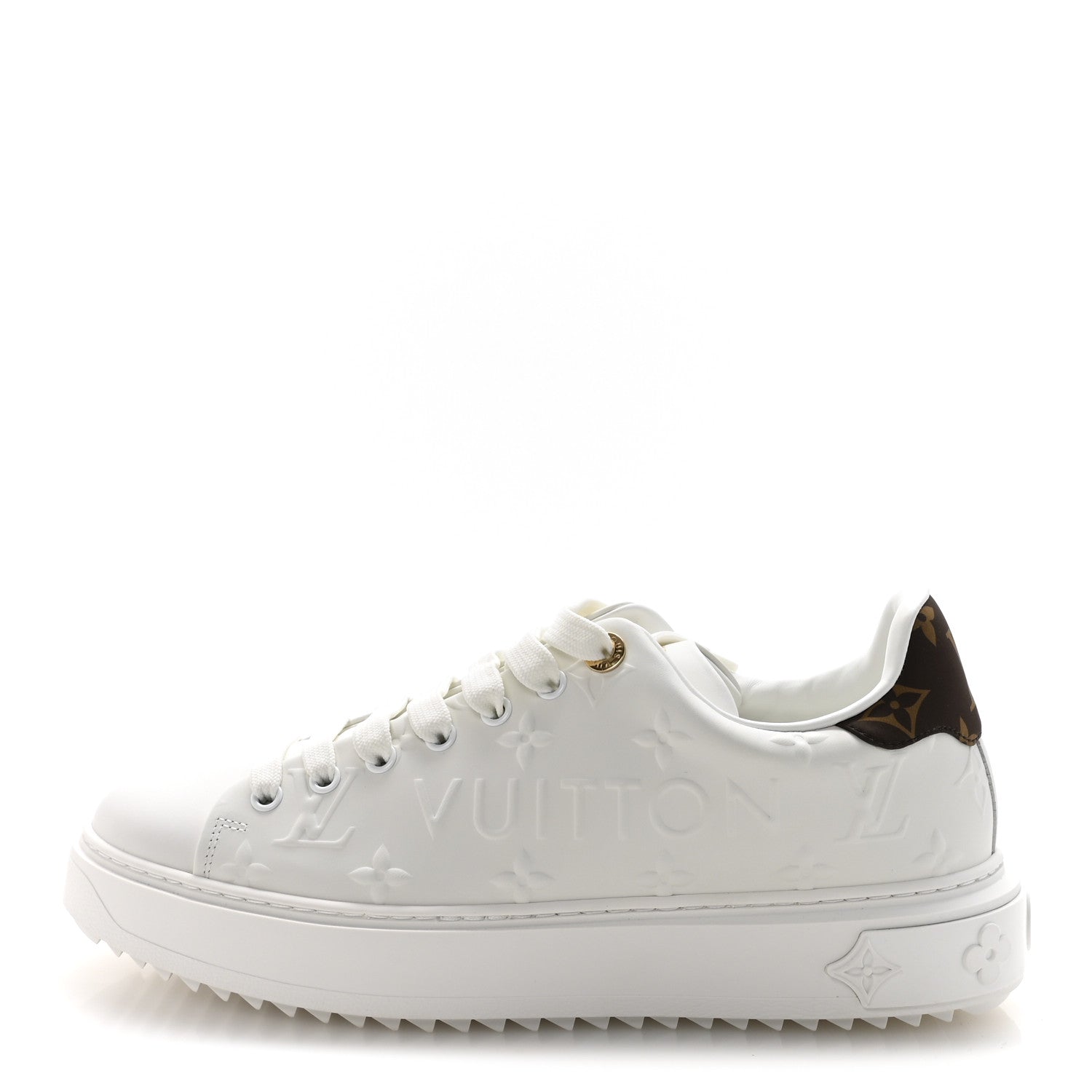 Louis Vuitton Lambskin Embossed Monogram Time Out Sneakers 39.5 White 1 of 9