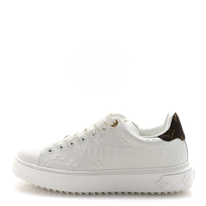 Louis Vuitton Lambskin Embossed Monogram Time Out Sneakers 39.5 White 1 of 9