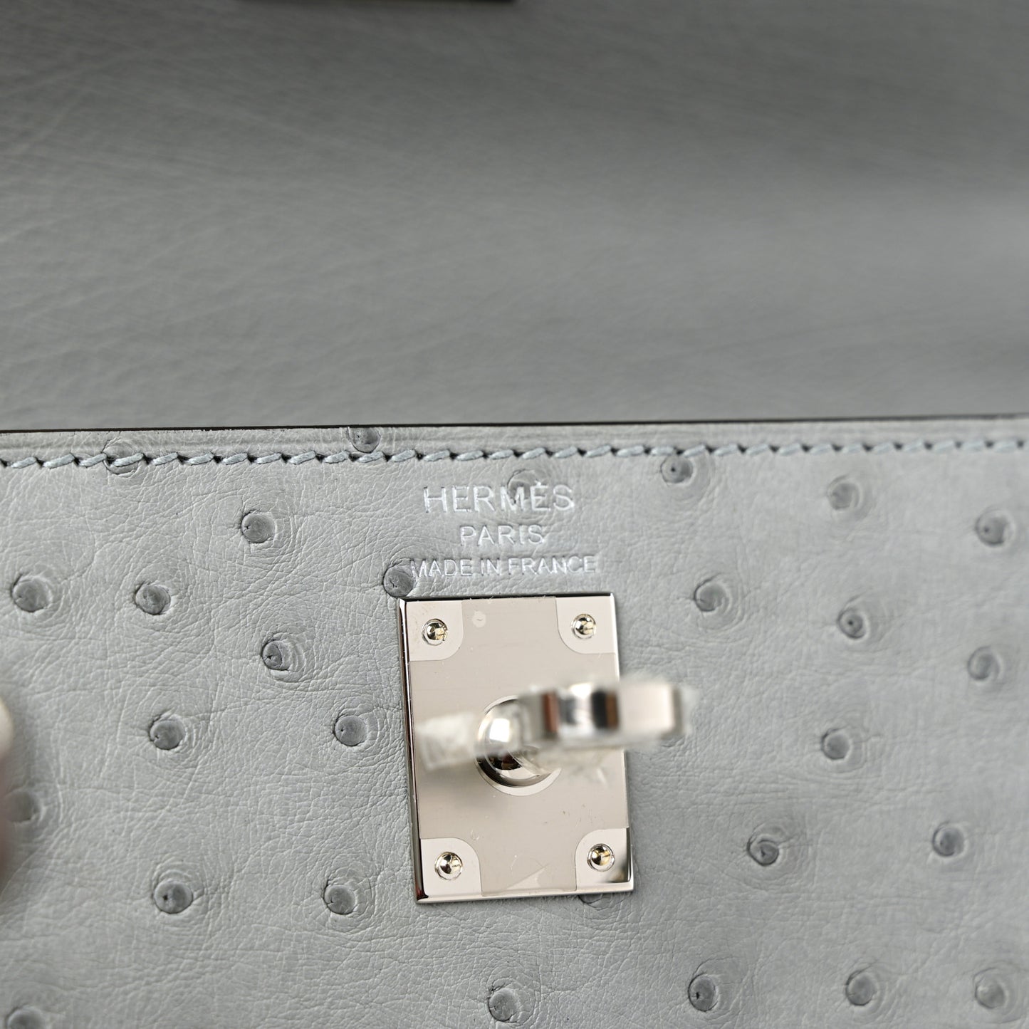 Ostrich Kelly Sellier 25 Bleu Pale
