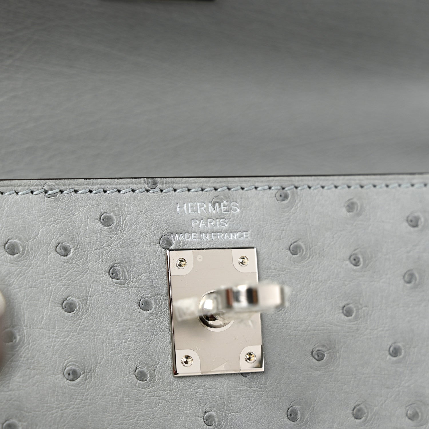 Hermes Ostrich Kelly Sellier 25 Bleu Pale 6 of 8