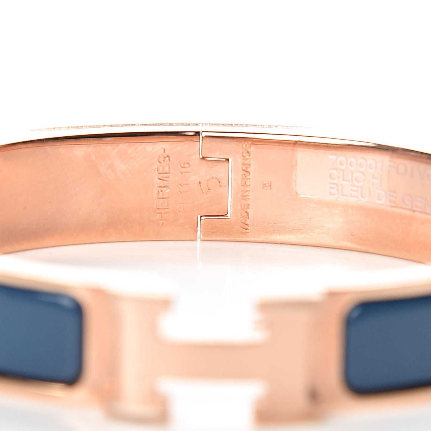 Narrow Enamel Clic Clac H Bracelet GM Bleu De Genes