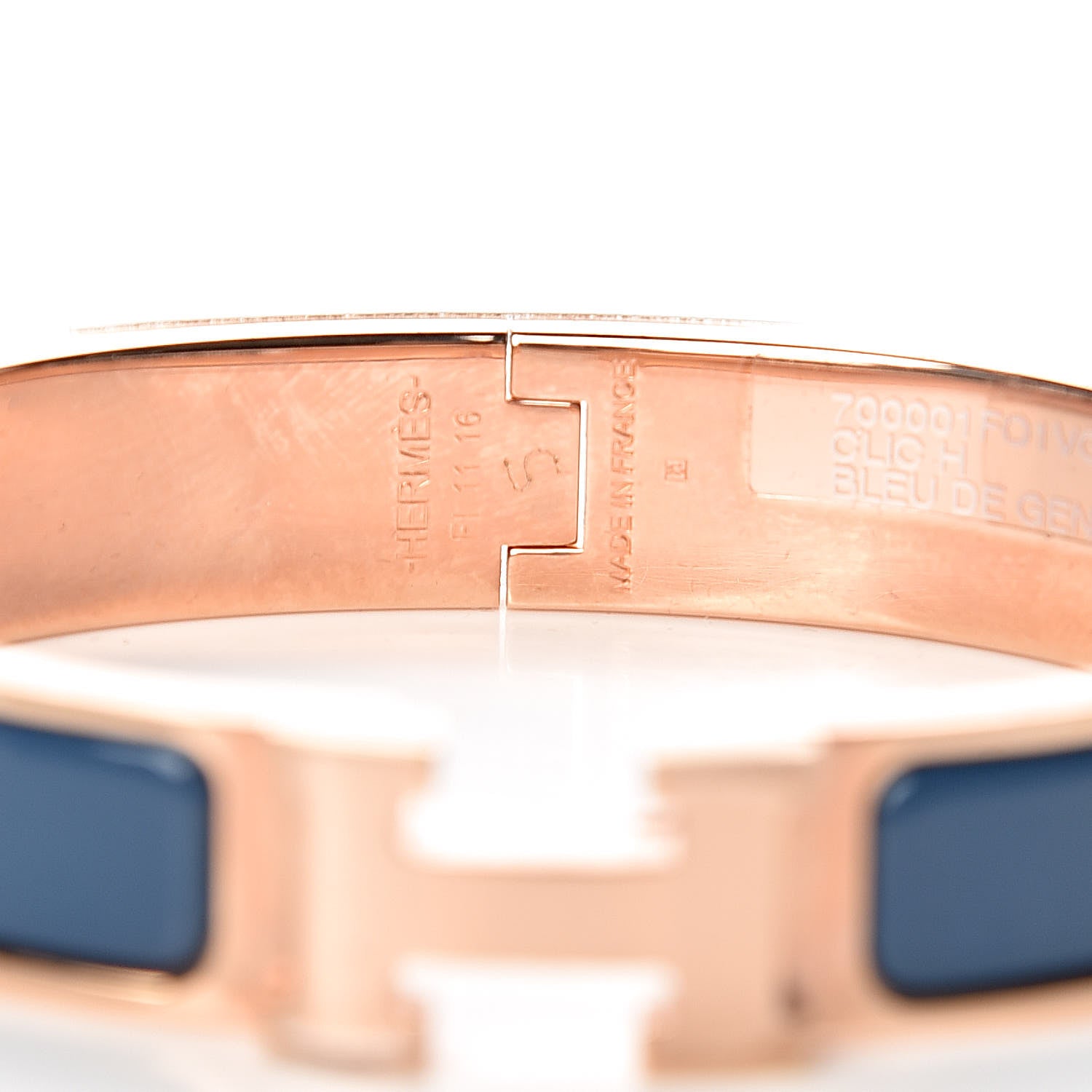 Hermes Narrow Enamel Clic Clac H Bracelet GM Bleu De Genes 4 of 5