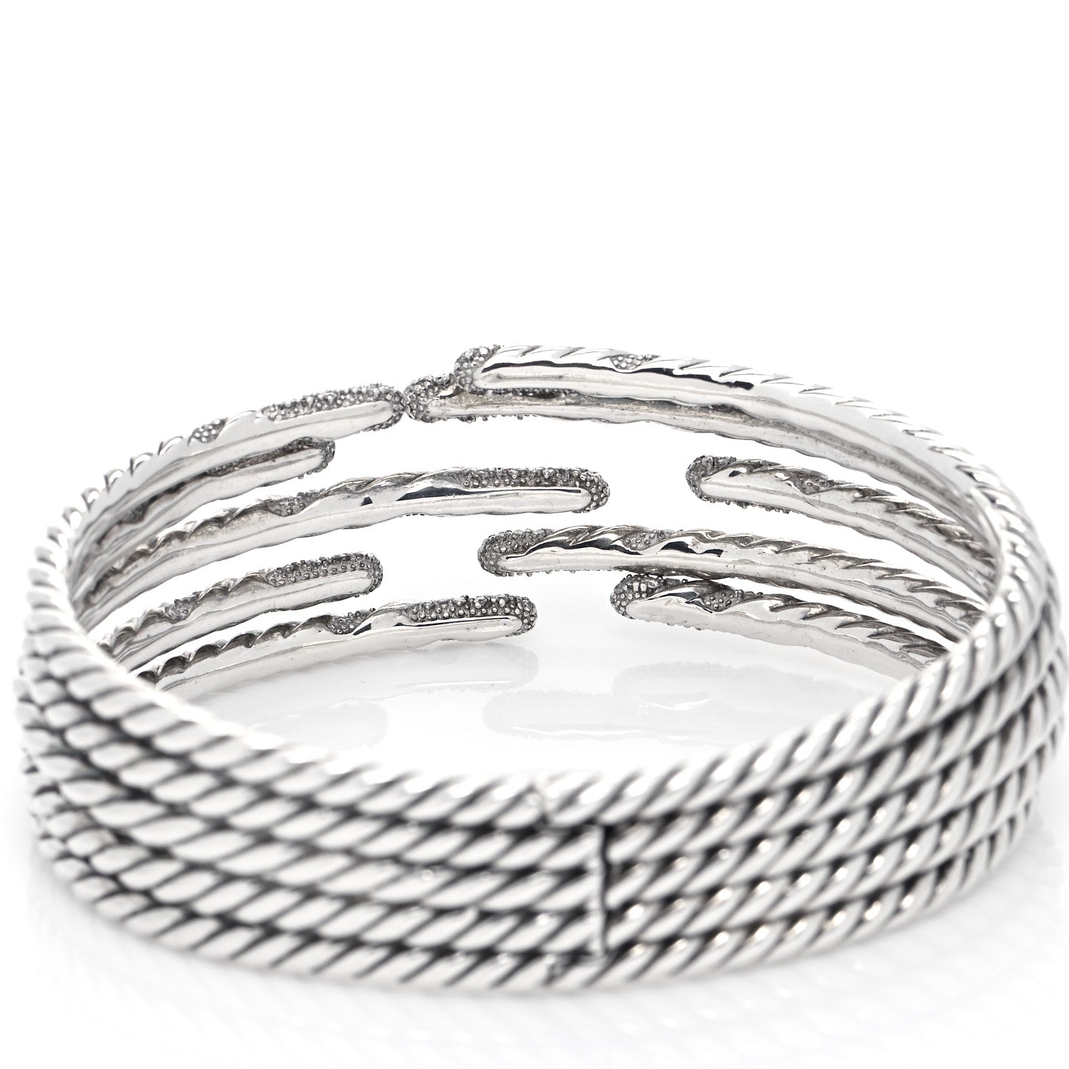 David Yurman Sterling Silver Diamond 5-Row Open Willow Bracelet 6 of 6
