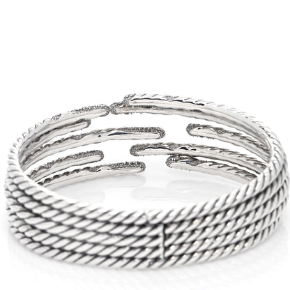 David Yurman Sterling Silver Diamond 5-Row Open Willow Bracelet 6 of 6