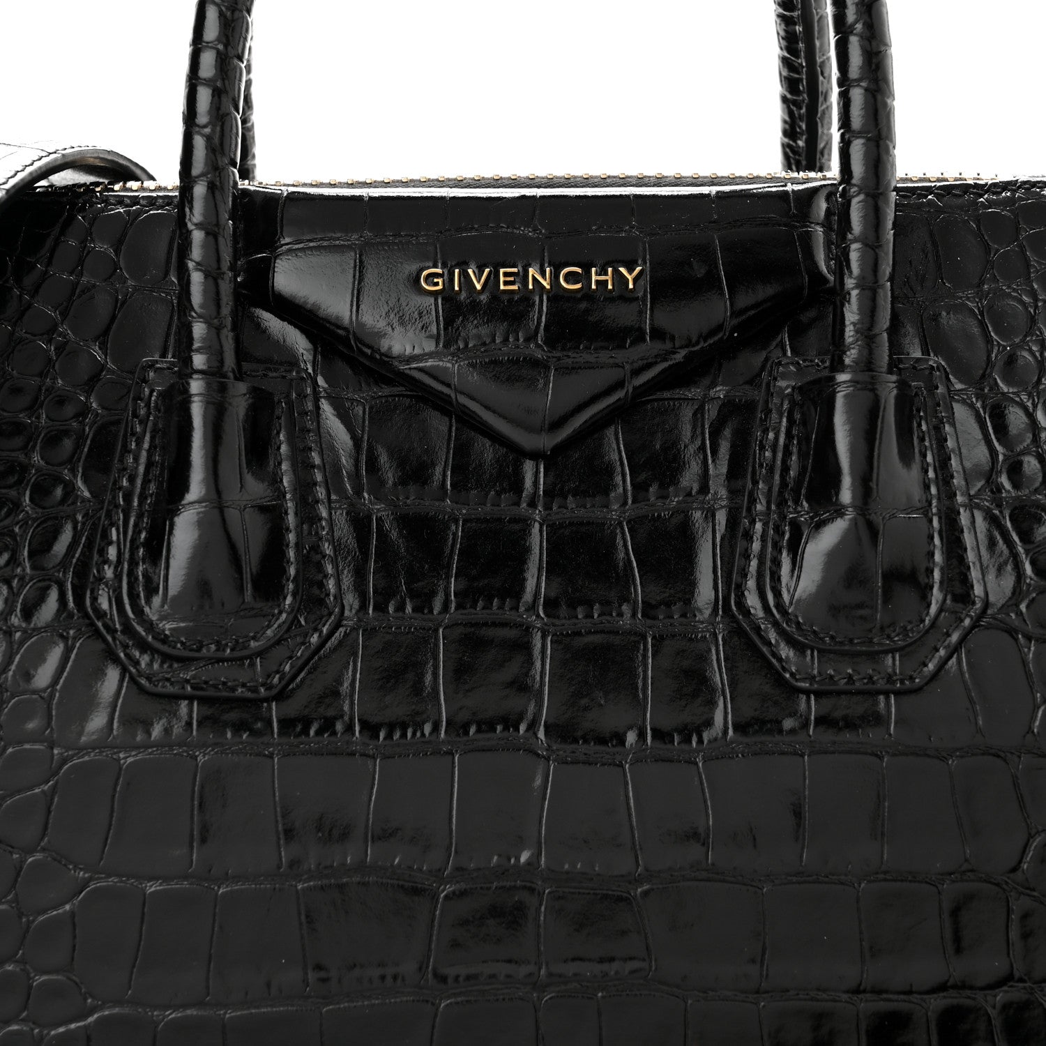 Givenchy Calfskin Crocodile Embossed Small Antigona Black 8 of 11
