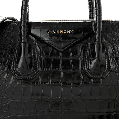 Givenchy Calfskin Crocodile Embossed Small Antigona Black 8 of 11